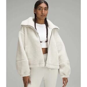 Lululemon Cinchable Fleece Zip-Up Bone White Sherpa Jacket Small